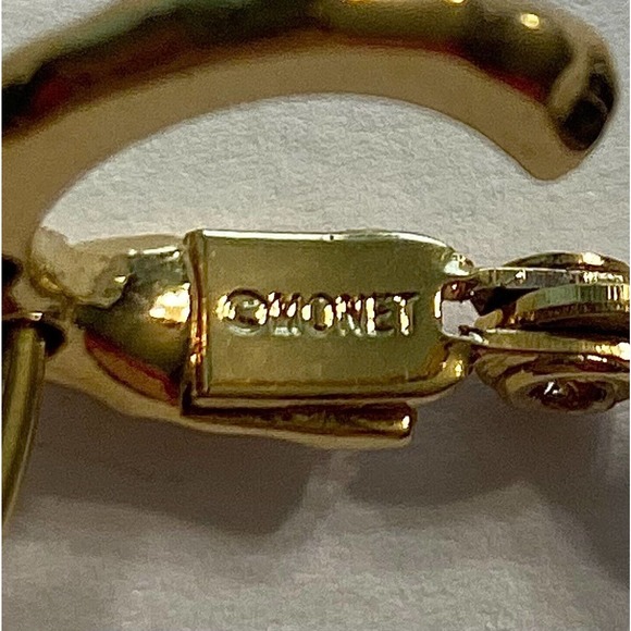 Monet Vintage Gold Tone Ring Bead Dangle Clip On Earrings - Picture 5 of 5